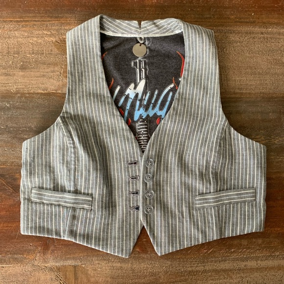 Pinstripe crop vest - reversible! - Picture 1 of 4